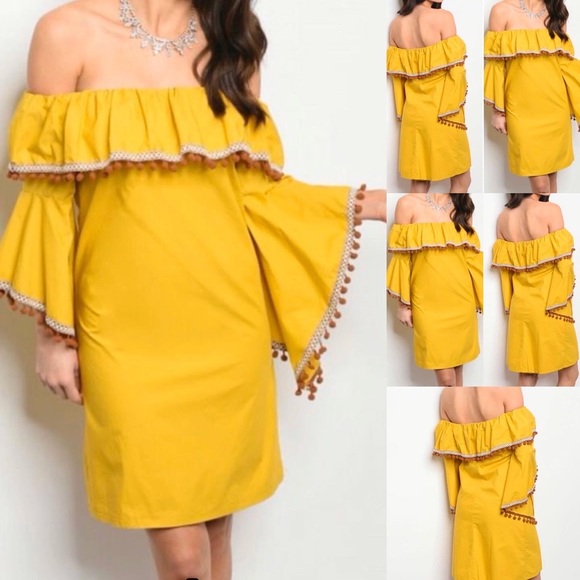 Pom Pom mustard dress - Picture 1 of 1